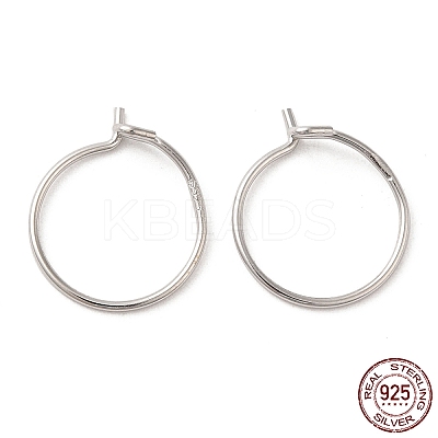 Rhodium Plated 925 Sterling Silver Hoop Earring Findings STER-Q188-01A-P-1
