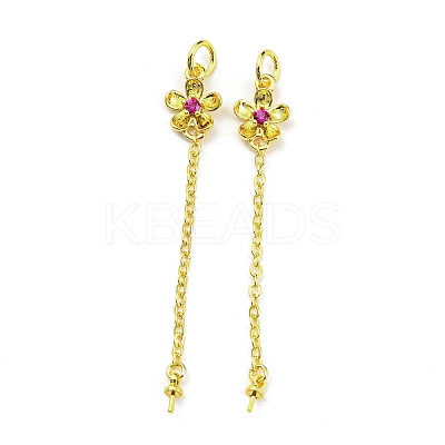 Flower Rack Plating Brass Micro Pave Cubic Zirconia Cup Peg Bails KK-F864-02G-1