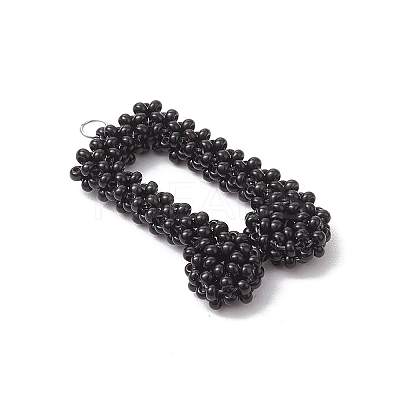 Glass Seed Beaded Musical Note Pendants PALLOY-MZ00569-1