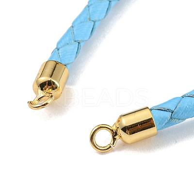 Leather Braided Cord Link Bracelets MAK-K022-01G-01-1