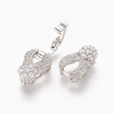 Brass Micro Pave Cubic Zirconia Fold Over Clasps KK-P164-19P-1