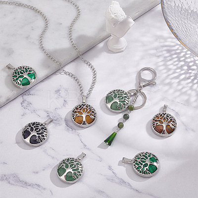 8Pcs 4 Styles Natural & Synthetic Mixed Gemstone Pendants G-PH0002-39P-1
