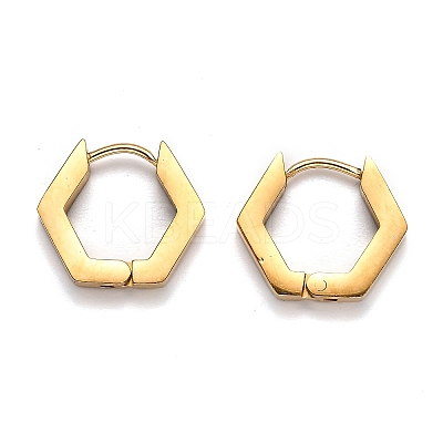 304 Stainless Steel Hexagon Huggie Hoop Earrings STAS-J033-03B-G-1