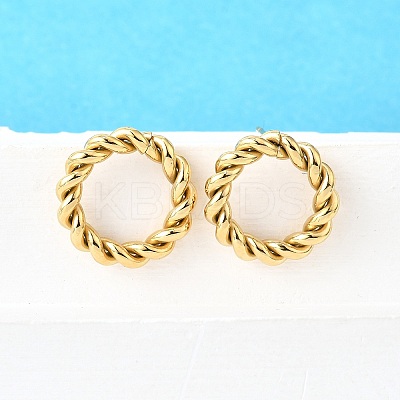 Ion Plating(IP) 304 Stainless Steel Twist Rope Ring Stud Earrings for Woman EJEW-N097-006LG-1