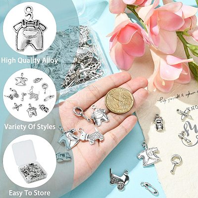 100Pcs 10 Styles Tibetan Style Alloy Charms TIBEP-CJ0002-65-1