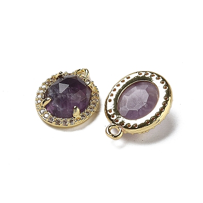 Natural Amethyst Faceted Oval Pendants G-I375-02G-08-1