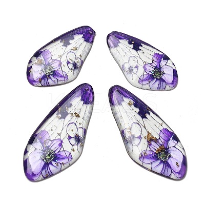 4Pcs Transparent Epoxy Resin Butterfly Wings Pendants RESI-C057-07C-1