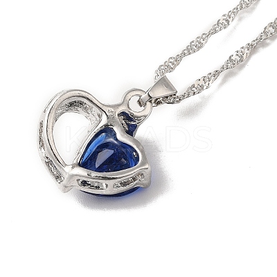Resin Heart Pendant Necklace with Singapore Chains LS-NJEW-C003-01A-1