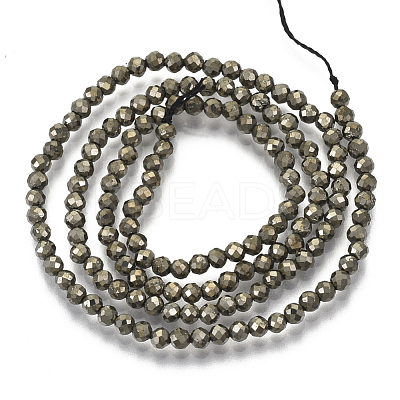 Natural Pyrite Beads Strands G-T108-34D-1