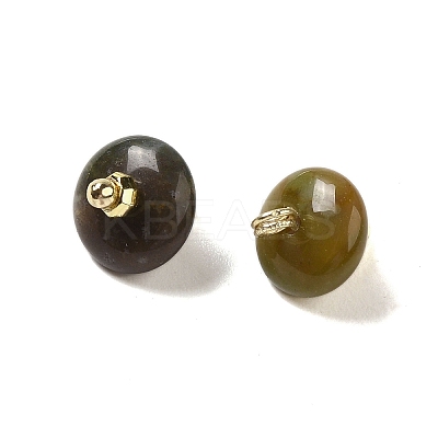 Natural Indian Agate Rondelle Charms with Rack Plating Brass Loops G-G110-05B-08-1