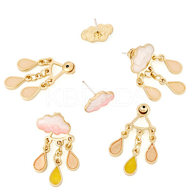 2 Pairs 2 Colors Cloud Alloy Enamel Dangle Stud Earrings for Women EJEW-TA0001-49B-1