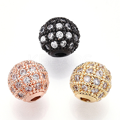 Rack Plating Brass Cubic Zirconia Beads ZIRC-S001-8mm-A-M-1