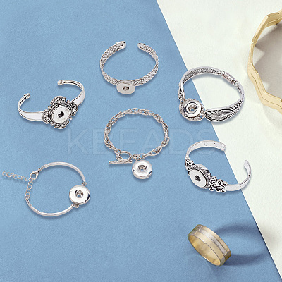 6Pcs 6 Style Alloy Interchangeable Snap Link Cuff Bangles & Charm Bracelets Settings DIY-DR0001-06-1