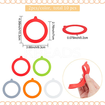10Pcs 5 Colors Silicone Rings AJEW-GF0005-71-1