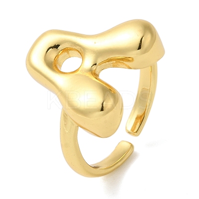 Initials Brass Open Cuff Ring for Women RJEW-N046-02A-G-1