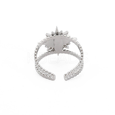 201 Stainless Steel Open Cuff Finger Ring Enamel Settings STAS-S119-159A-P-1