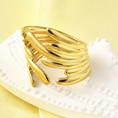 304 Stainless Steel Adjustable Cuff Rings for Women RJEW-B123-01G-04-1