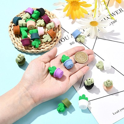 21Pcs 21 Colors Silicone Focal Beads SIL-CJ0002-03-1