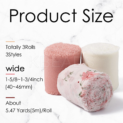 3 Rolls 3 Styles Polyester Printed Ribbons OCOR-TA0001-54-1