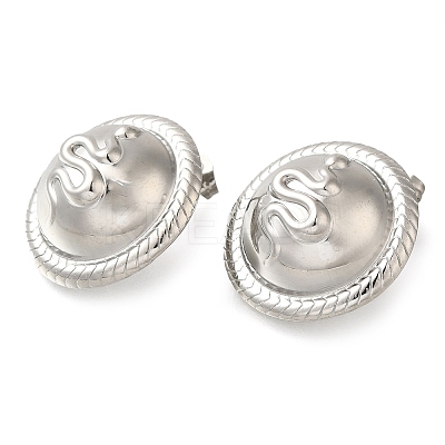 304 Stainless Steel Flat Round with Snake Stud Earrings EJEW-I312-07P-1