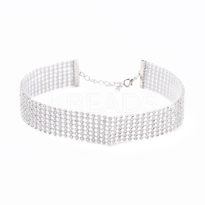 7 Row Crystal Rhinestone Choker Necklace NJEW-F289-01B-P-1