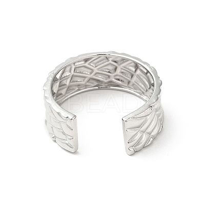 Non-Tarnish 304 Stainless Steel Textured Open Cuff Ring for Men Women RJEW-I085-23P-1