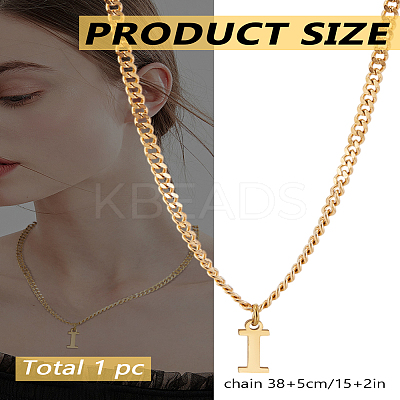 1Pc 304 Stainless Steel Letter Pendant Necklaces NJEW-LP0001-33I-G-1