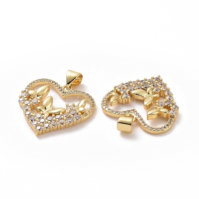 Brass Cubic Zirconia Pendants ZIRC-I062-05G-1