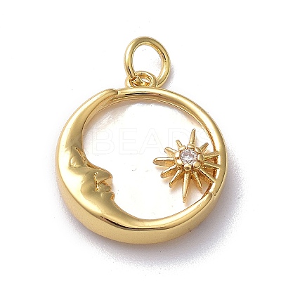 Brass Micro Pave Clear Cubic Zirconia Pendants ZIRC-L091-084G-1