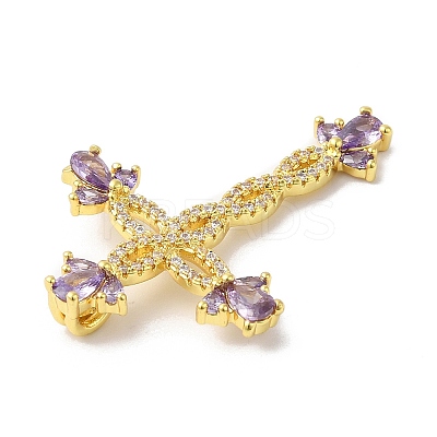 Rack Plating Brass Pave Cubic Zirconia Pendants KK-R144-14G-03-1