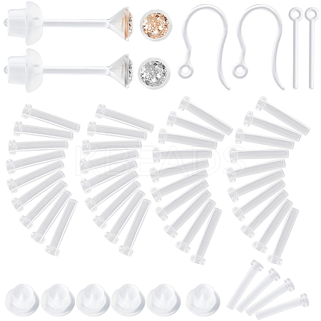 Resin with Cubic Zirconia Stud Earrings & Ear Nuts & Earring Sleeves FIND-BBC0003-70-1