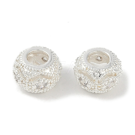 Brass Micro Pave Cubic Zirconia European Beads KK-I719-19S-1