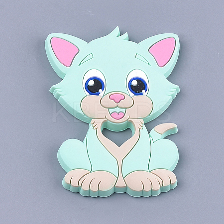 Food Grade Eco-Friendly Silicone Kitten Cabochons SIL-T052-08C-1