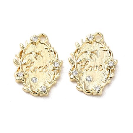 Valentine's Day Brass Micro Pave Clear Cubic Zirconia Pendants KK-G481-09G-1