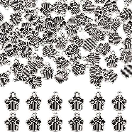 SUNNYCLUE 100Pcs Dog Paw Prints Tibetan Style Alloy Pendant Enamel Settings FIND-SC0004-30-1