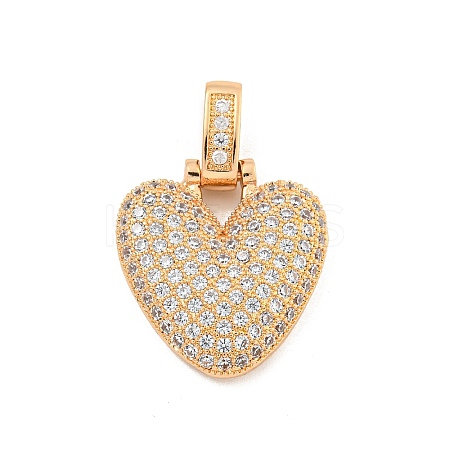 Brass Micro Pave Clear Cubic Zirconia Pendants KK-B099-01G-V-1