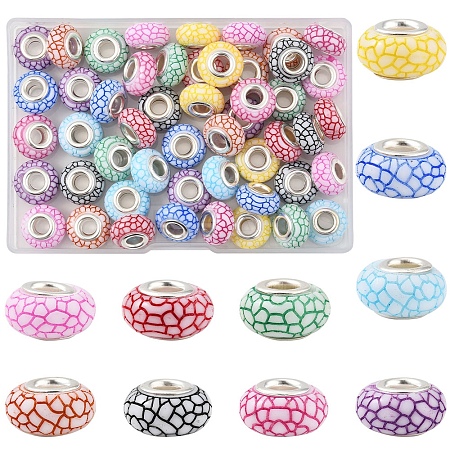 50Pcs 10 Colors Opaque Resin European Beads RESI-FS0002-19-1