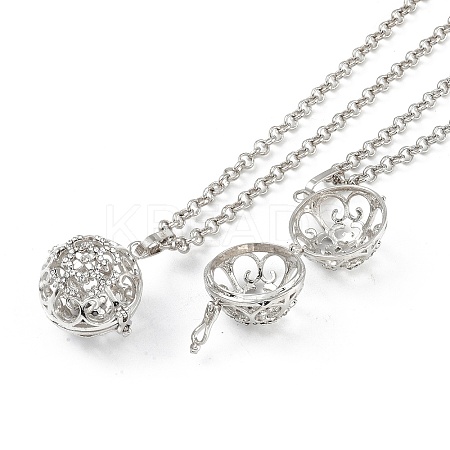 Brass with Rhinestone Pendant Necklaces NJEW-G089-03G-P-1