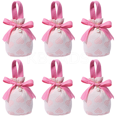 Heart Print Cloth Jewelry Drawstring Gift Bags ABAG-WH20015-11-1