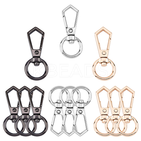 12Pcs 3 Colors Zinc Alloy Swivel Clasps PALLOY-CA0001-87-1