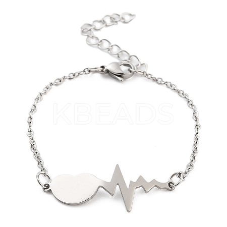 Non-Tarnish Stainless Steel Cable Chain Link Bracelets for Women Men STAS-Z061-01P-02-1