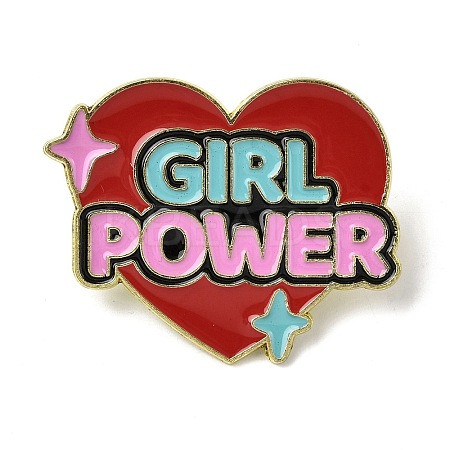 Word Girl Power Alloy Enamel Pins for Clothes for Women LS-JEWB-F043-01D-1
