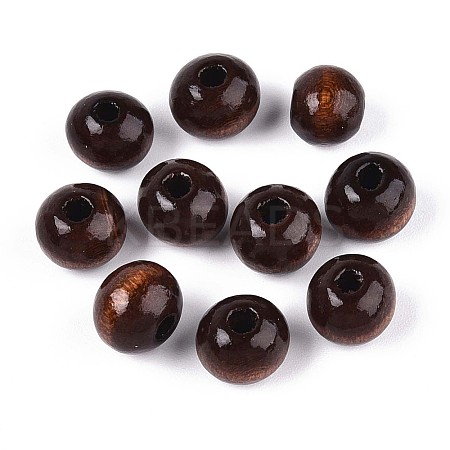 Spray Painted Round Natural Schima Wood Beads WOOD-A018-8mm-13-1