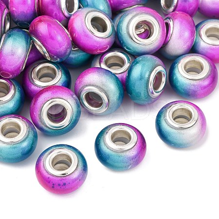 Two Tone Opaque Resin Rondelle European Beads RESI-Z046-02I-1