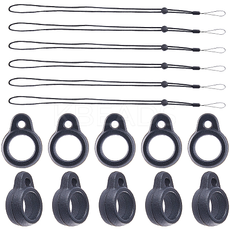 36Pcs Silicone Rings with 6Pcs Polyester Necklace Lanyard Anti-Loss Pendant Holder DIY-GF0008-08B-1