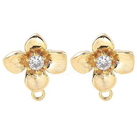 Brass Clear Cubic Zirconia Stud Earring Findings LS-KK-A238-01E-G-1