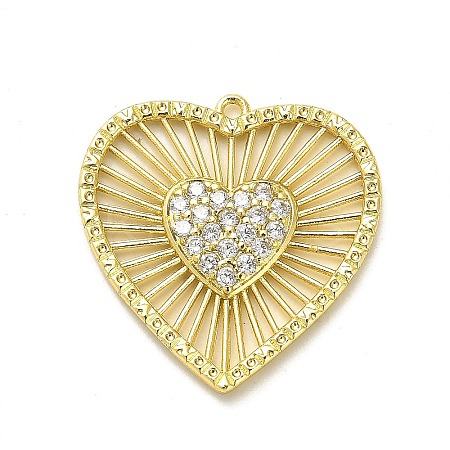 Rack Plating Brass Micro Pave Clear Cubic Zirconia Pendants KK-L210-010G-1