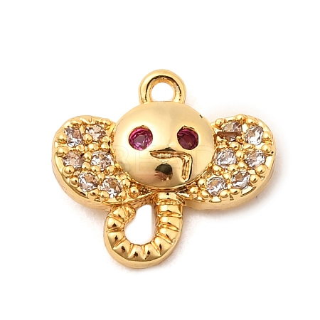 Brass Micro Pave Cubic Zirconia Charms KK-C117-03B-G-1