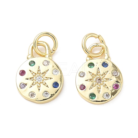 Brass Micro Pave Cubic Zirconia Pendants KK-D357-39G-1