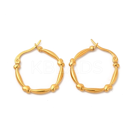 Iron Plating(IP) 304 Stainless Steel Heart Hoop Earrings for Women EJEW-P219-15G-1